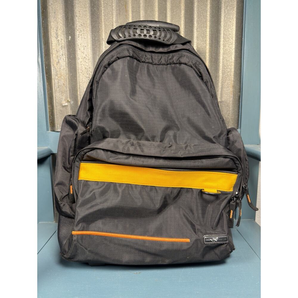 Vintage United Colors of Benetton Rolling Bag Convertible Backpack Ripstop Black